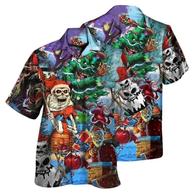 Skull and christmas scary hawaiian shirt 1