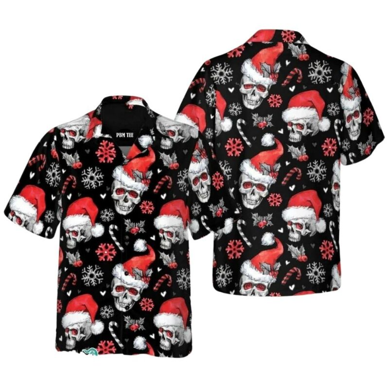 Skull christmas day pattern hawaiian shirt 1