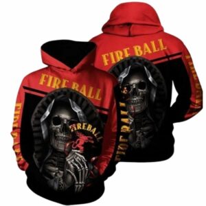 Skull Death Hold Logo Fire Ball All Over Print Hoodie