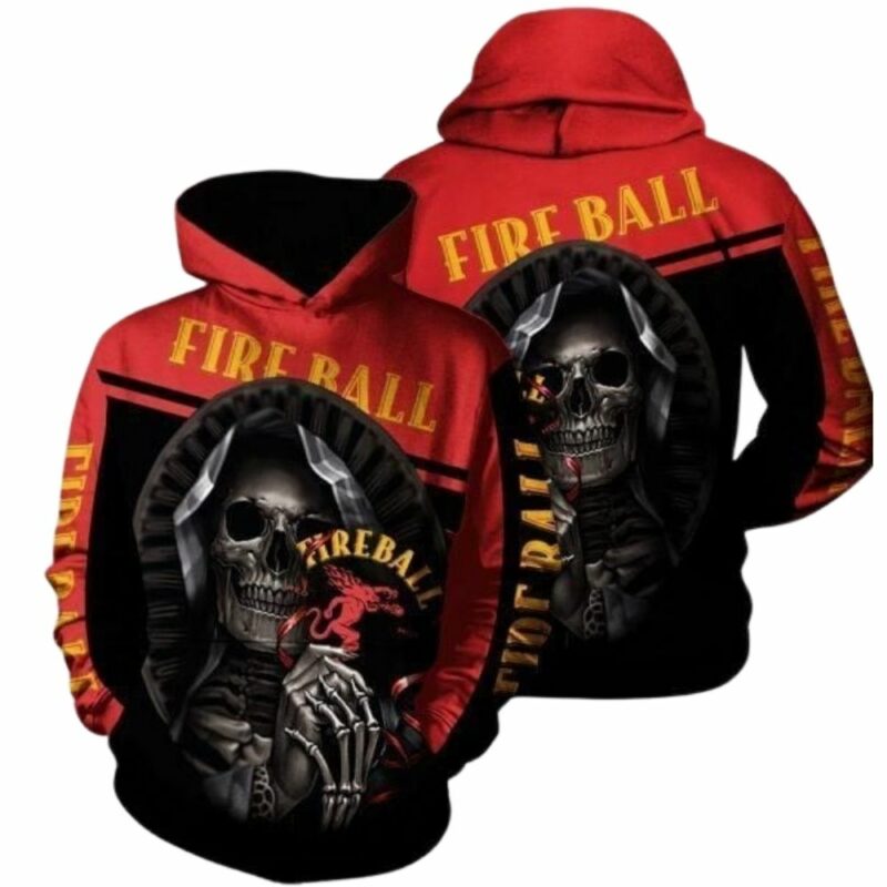 Skull death hold logo fire ball 3d hoodie 1