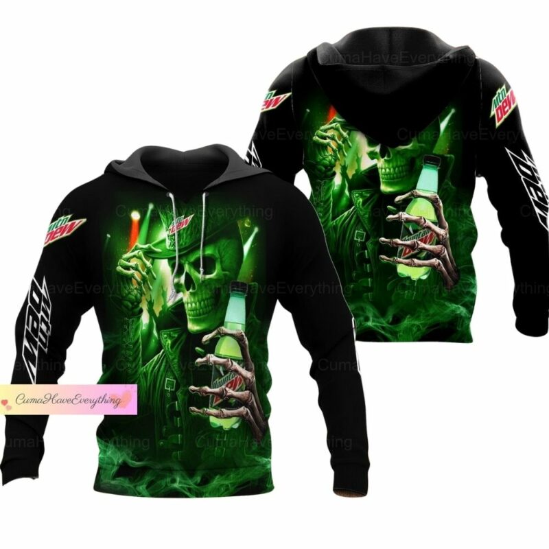 Skull death hold moutain dew 3d hoodie 1