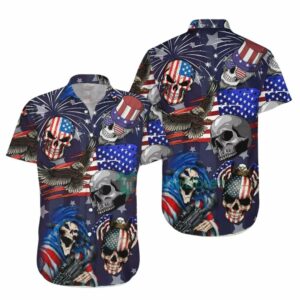 Skull Funny For 4th Of July Hawaiian Shirt