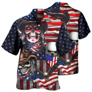 Skull Independence Day Cowboy Skull Us Hawaiian Shirt