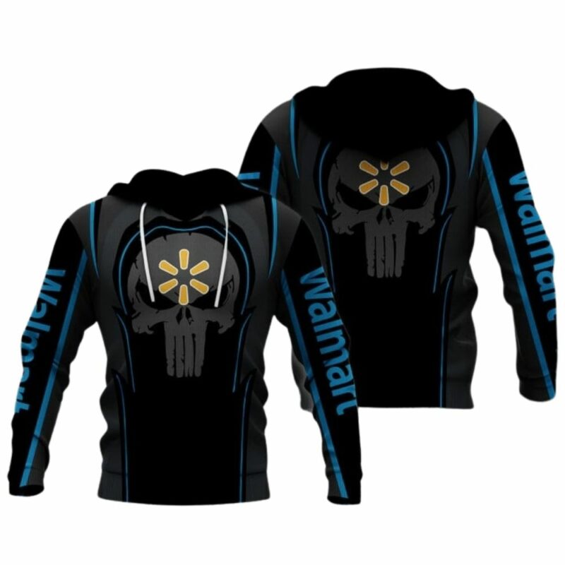 Skull punisher with logo walmart black 3d hoodie 1