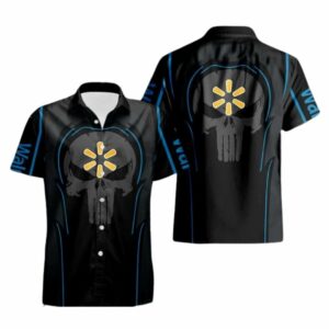 Skull Punisher With Logo Walmart Black Hawaiian Shirt