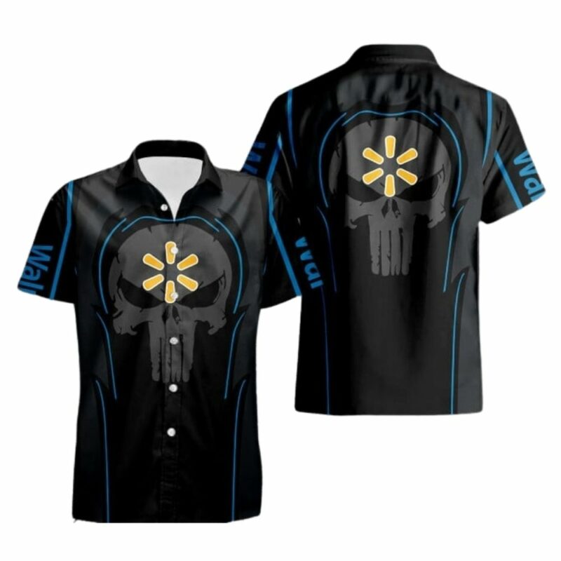 Skull punisher with logo walmart black hawaiian shirt 1