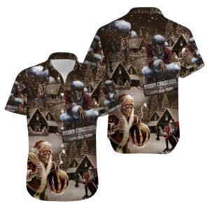 Skull Santa Claus Merry Christmas And Happy New Year Hawaiian Shirt