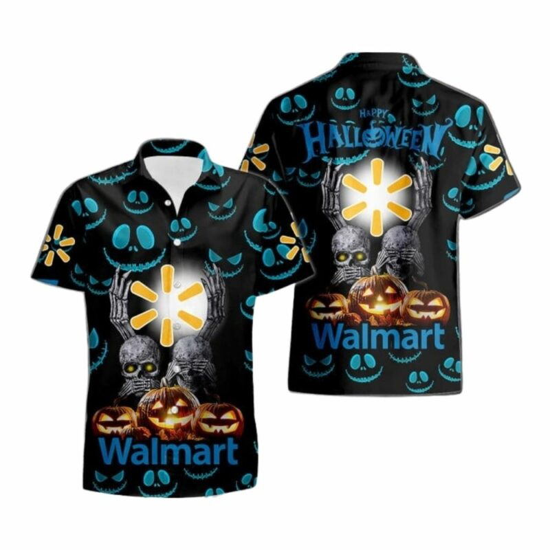Skull skeleton halloween with walmart hawaiian shirt 1