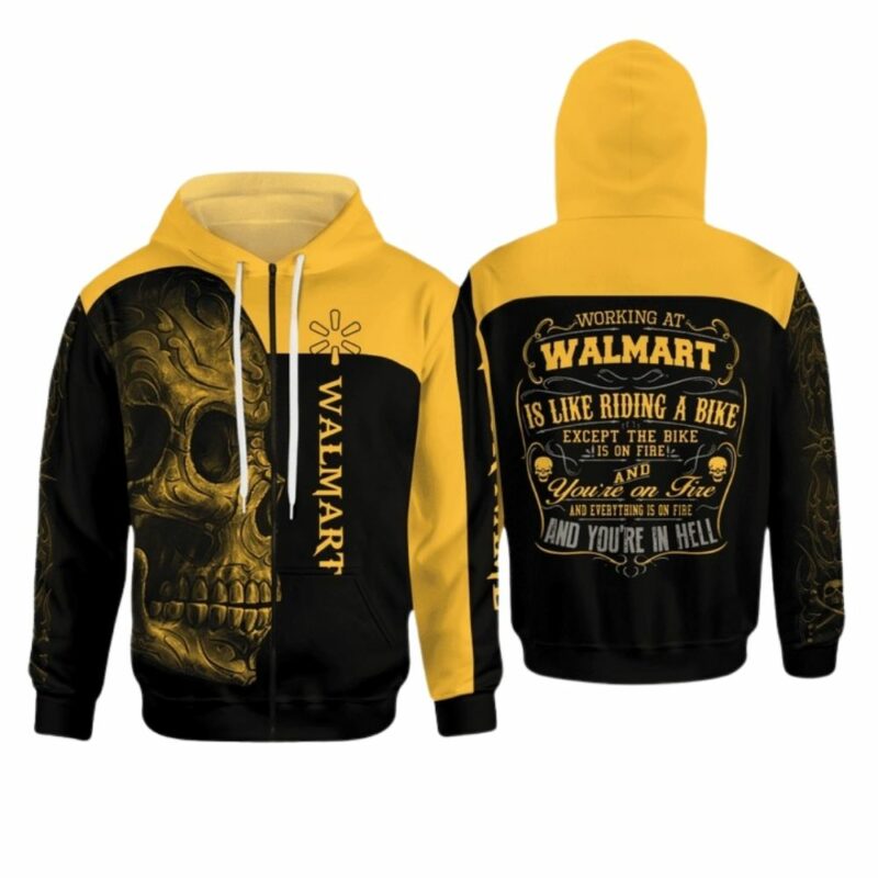 Skull working at walmart 3d hoodie 1