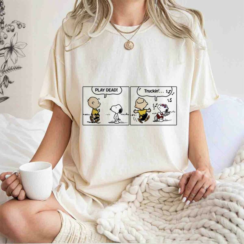 Snoopy And Charlie Brown Play Dead Truckin 0 T Shirt