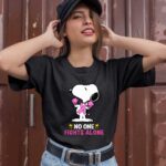 Snoopy Dog Breast Cancer Awareness No One Fights Alone black 1 T Shirt
