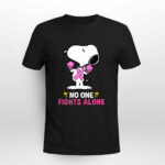 Snoopy Dog Breast Cancer Awareness No One Fights Alone black 2 T Shirt
