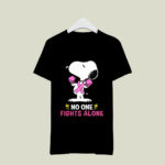 Snoopy Dog Breast Cancer Awareness No One Fights Alone black 3 T Shirt