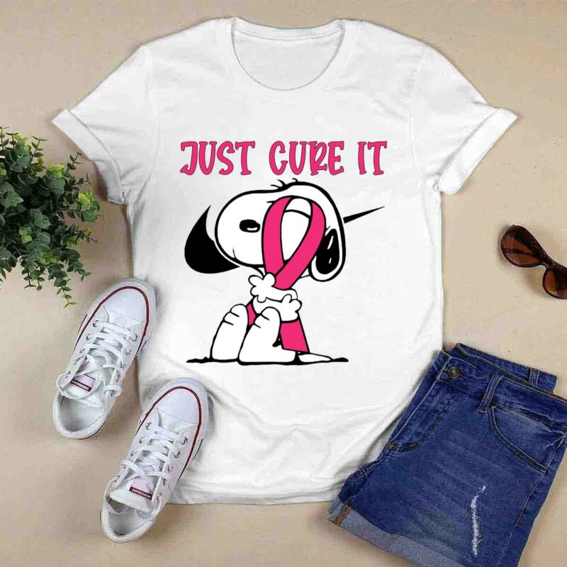 Snoopy Hug Breast Cancer Just Cure It Nike Pink 0 T Shirt