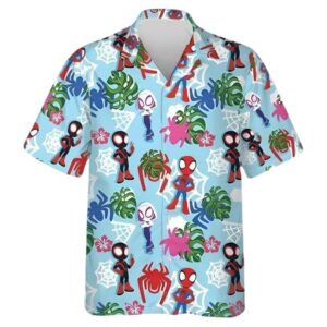 Spiderman And Friends Floral Tropical Hawaiian Shirt