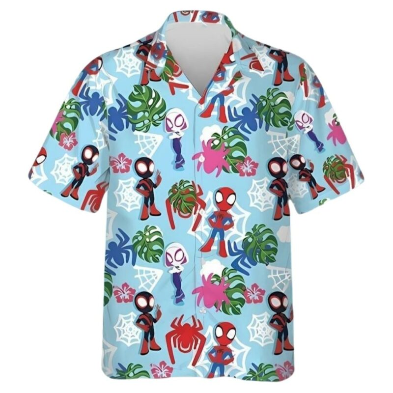 Spiderman and friends floral tropical hawaiian shirt 1