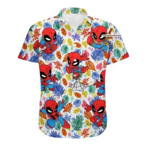 Spiderman Cartoon Floral Leaf Hawaiian Shirt