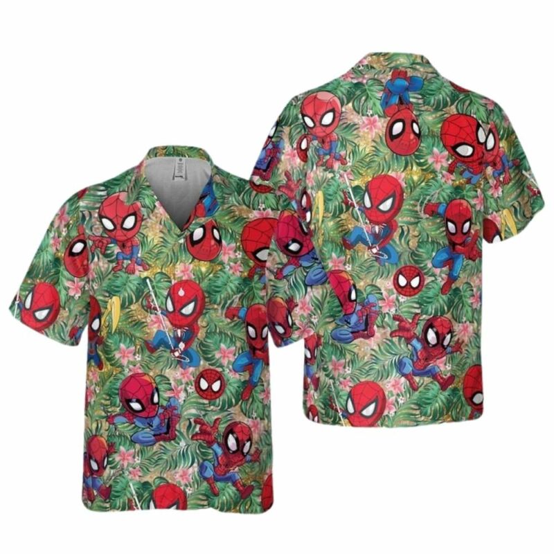 Spiderman floral flower funny hawaiian shirt 1