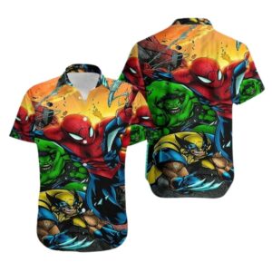 Spiderman Hulk Wolverine Hawaiian Shirt