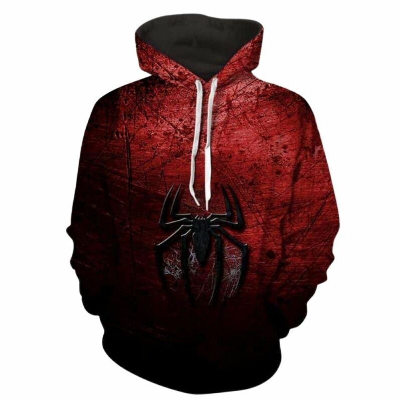 Spiderman logo dark red black grunge 3d hoodie 1