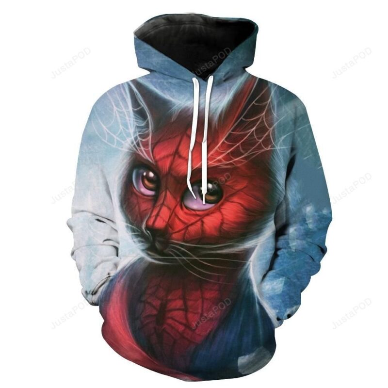 Spiderman style cat 3d hoodie 1