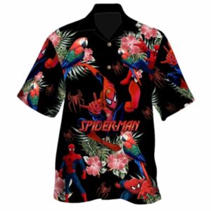 Spiderman Superhero Floral Flower Hawaiian Shirt