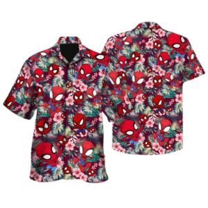 Spiderman Superhero Floral Flower Pattern Hawaiian Shirt