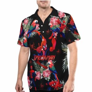 Spiderman Superhero Parrot Floral Tropical Hawaiian Shirt