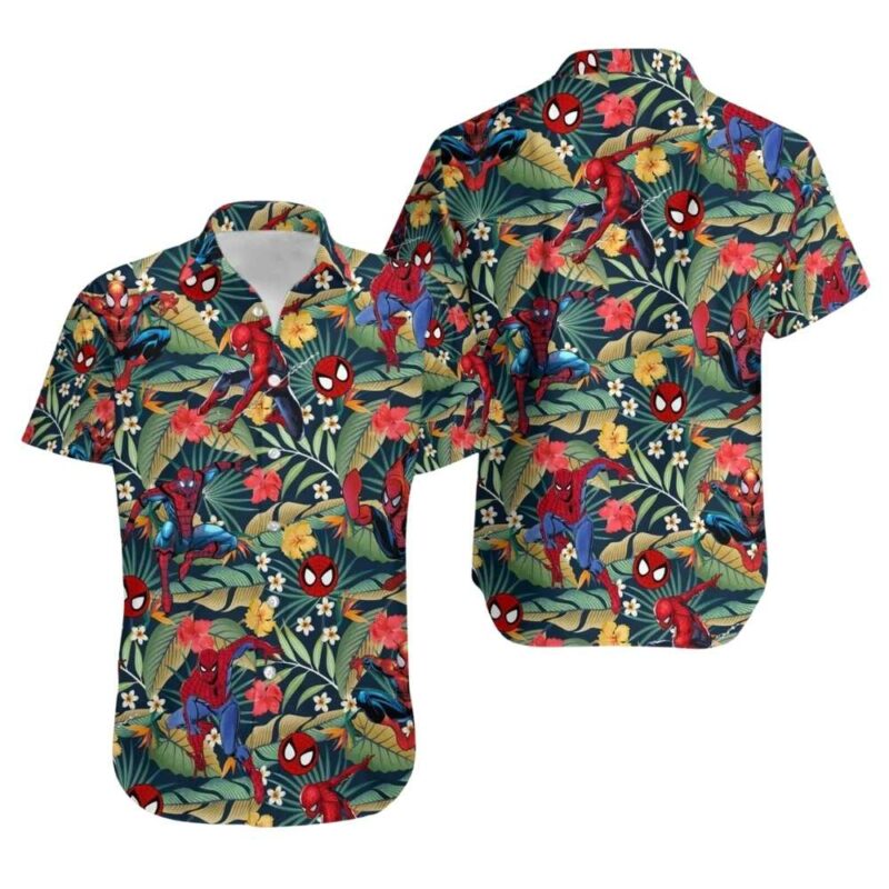 Spiderman tropical hawaiian shirt 1
