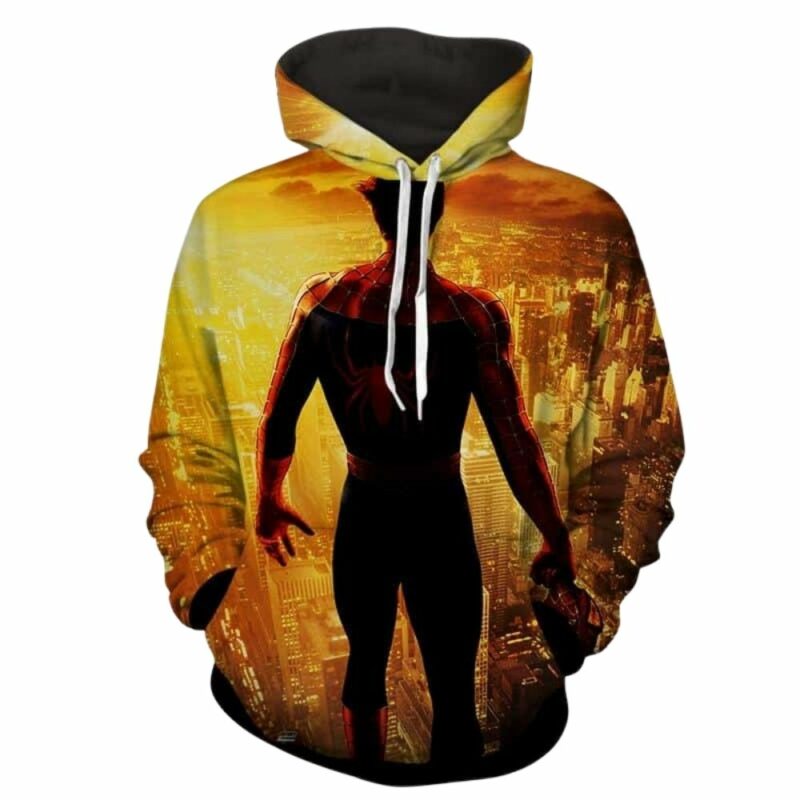 Spiderman unmasked cityscape daylight 3d hoodie 1