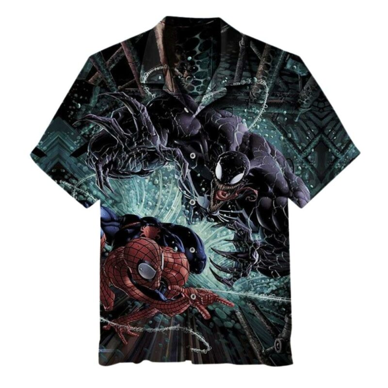 Spiderman vs venom hawaiian shirt 1