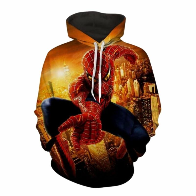 Spiderman web shooter cityscape daylight 3d hoodie 1