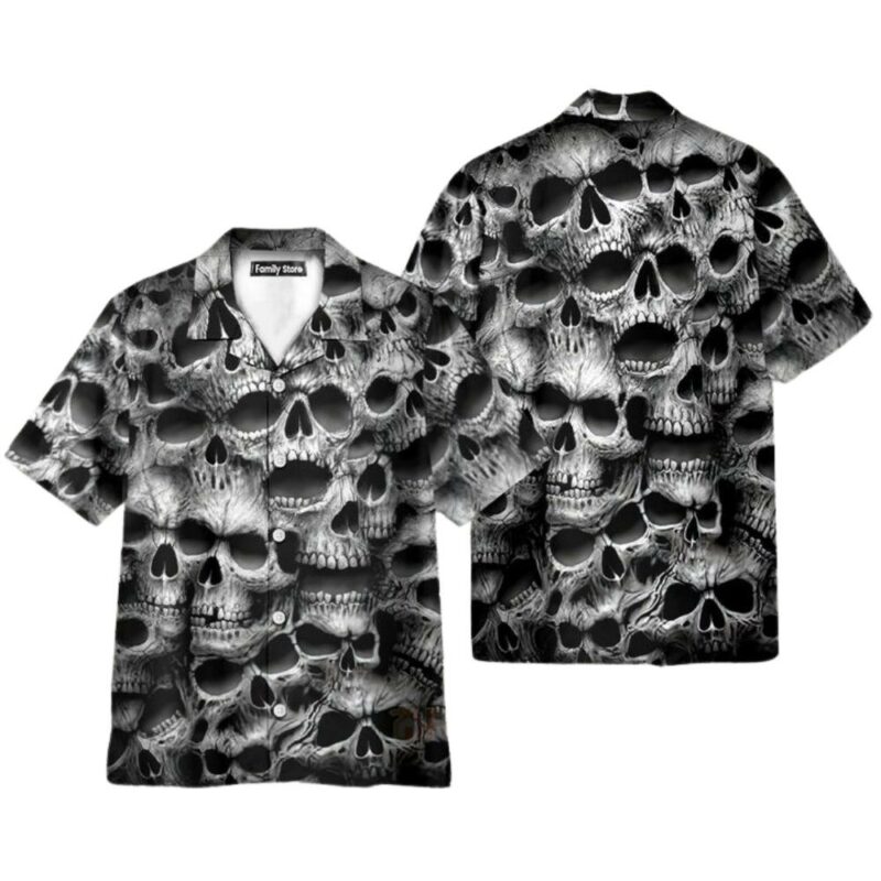 Spiral twisted skulls printing cuban collar carnival hawaiian shirt 1