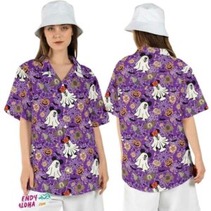 Spooky Disneyland Halloween Mickey Minnie Ghost Party Hawaiian Shirt