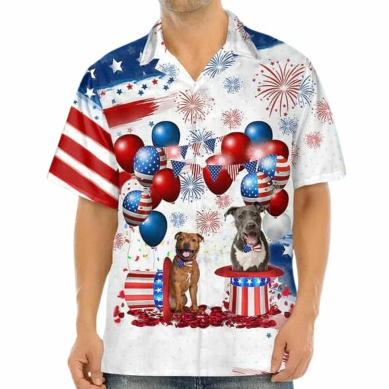 Staffordshire bull terrier independence day hawaiian shirt 1