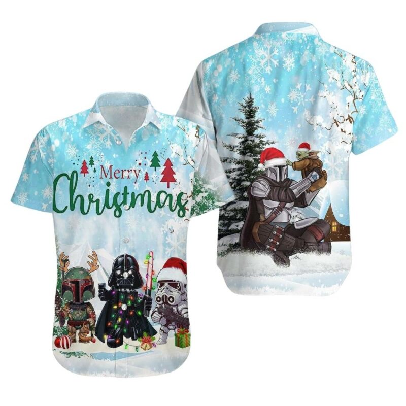 Star war friends character merry christmas hawaiian shirt 1