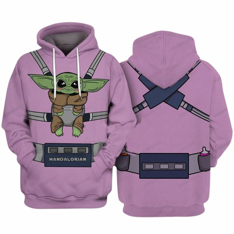 Star wars baby yoda mando carrier 3d hoodie 1