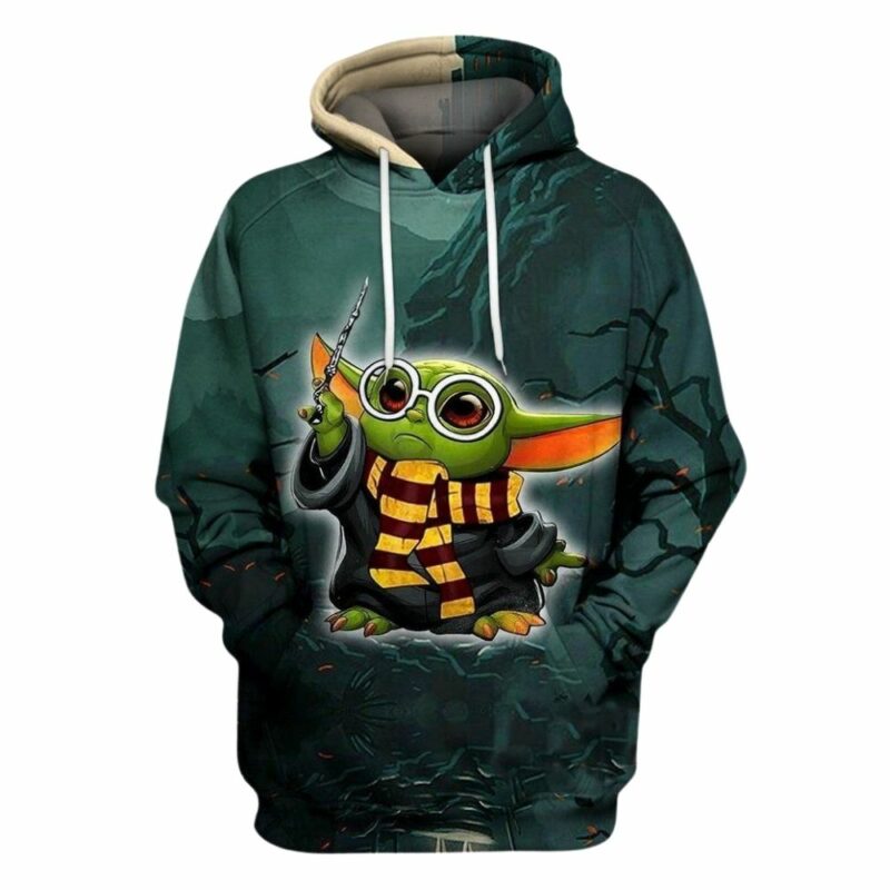 Star wars baby yoda wizard 3d hoodie 1