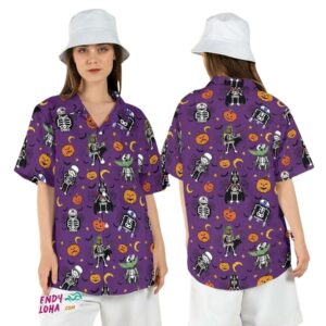 Star Wars Skeleton Spooky Baby Yoda Darth Vader Halloween Hawaiian Shirt
