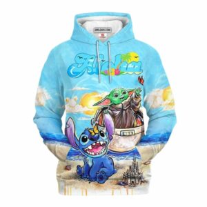 Star Wars Stitch And Baby Yoda Summer All Over Print Hoodie