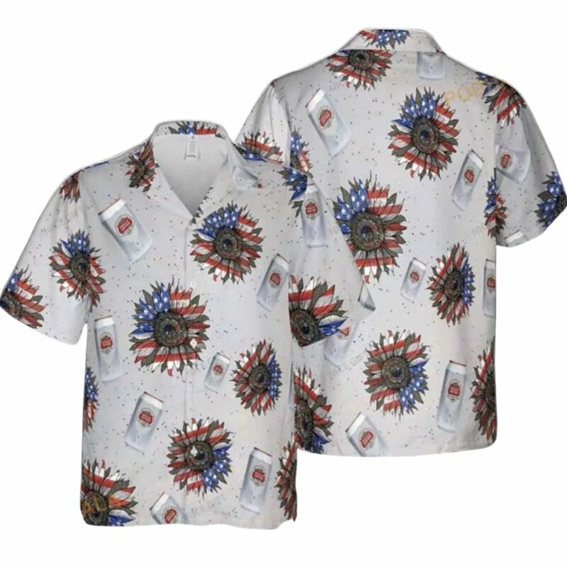 Stella artois sunflowered 4th of july hawaiian shirt 1