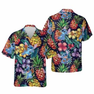 Stitch Aloha From Hawaii Tropical Pineapple Summer Beach Hawaiian Shirt
