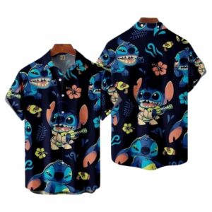 Stitch Aloha Music Floral Cute Hawaiian Shirt