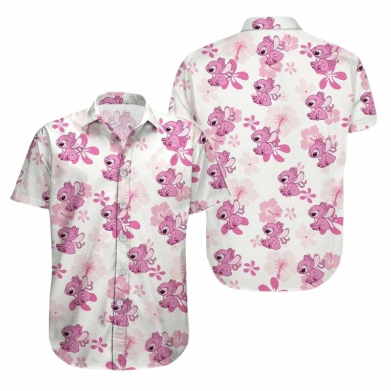 Stitch and angel floral flower hawaiian shirt 1