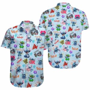 Stitch And Angel Pattern Hawaiian Shirt