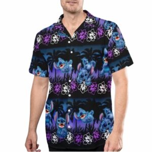 Stitch And Lilo Coconut And Flower Pattern Tropical Hawaiian Shirt