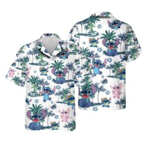 Stitch Angel Aloha Floral And Coconut Beach Tropical Hawaiian Shirt