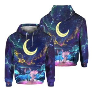 Stitch And Angel Colorfull Night All Over Print Hoodie
