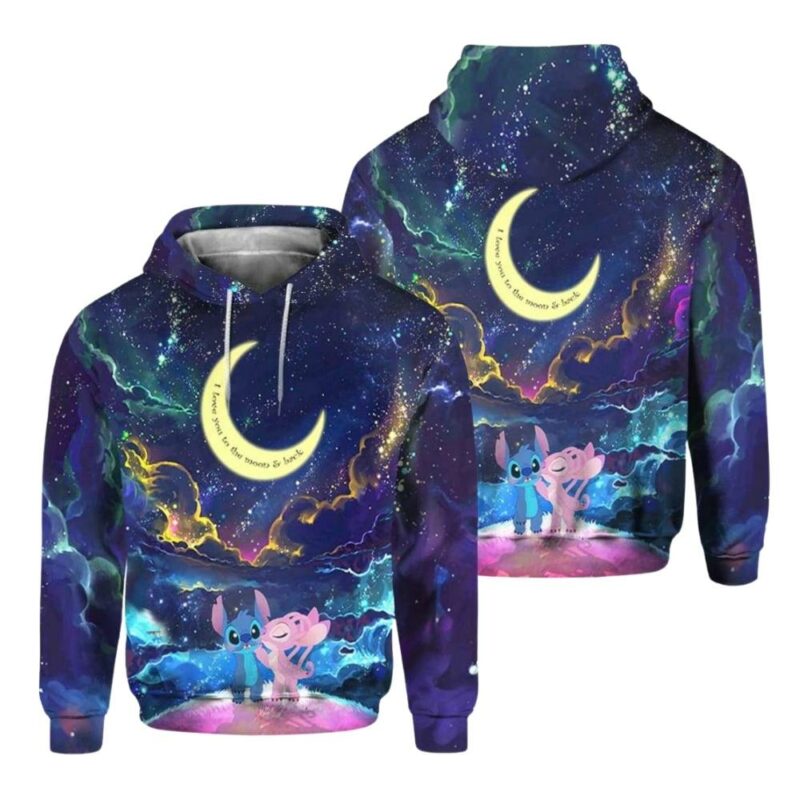 Stitch angel colorfull night 3d hoodie 1