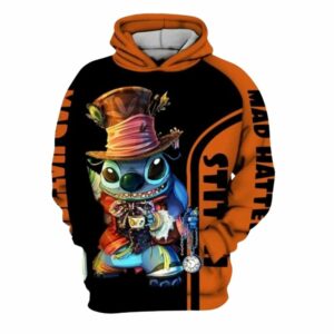 Stitch Art Mad Hatter Lilo And Stitch Art Alice In Wonderland All Over Print Hoodie